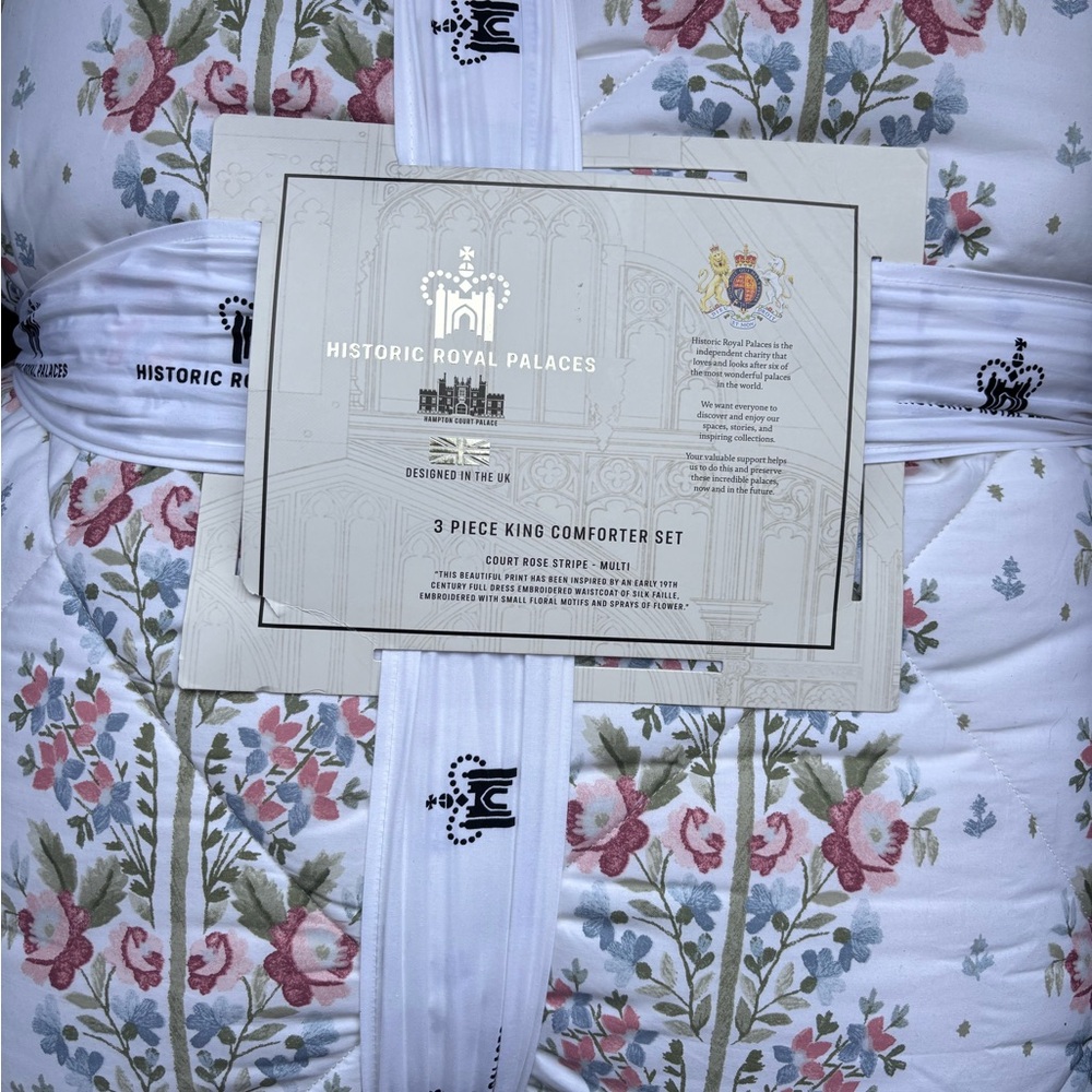 Historic Royal Palaces Floral 3 piece Comforter Set court rose floral England